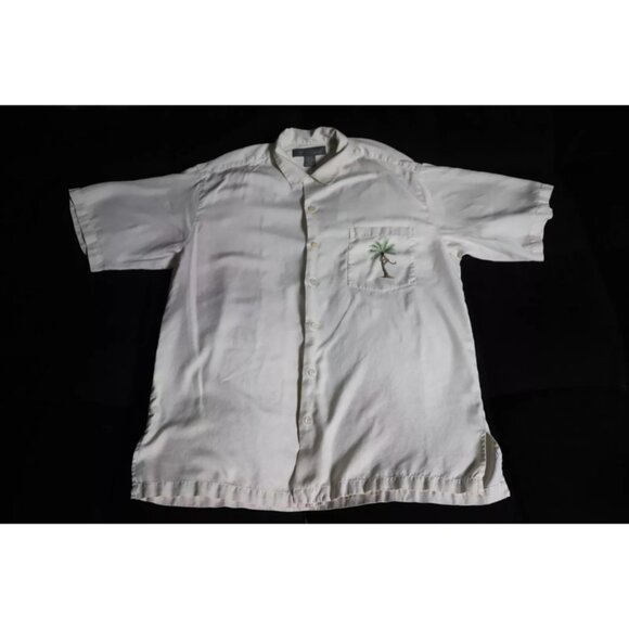 Tori Richard ButtonUp Shirt Men L Beige Monkey Bar Pineapple Vacation Beach Silk - Picture 1 of 13